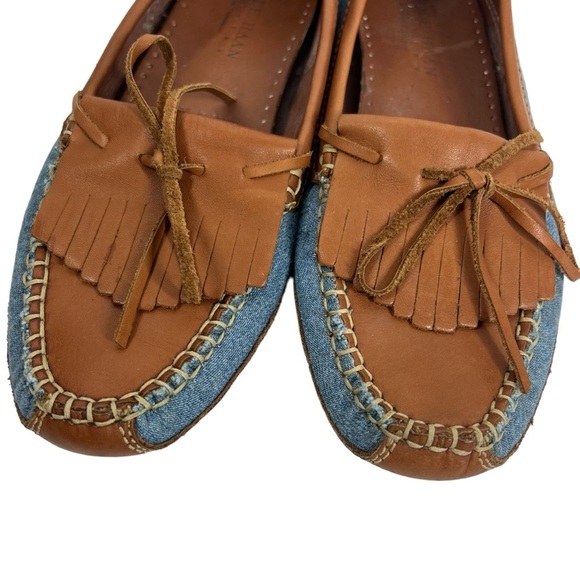 COLE HAAN COUNTRY Women's 7 1/2 Driving Loafer Brown Leather and Denim - Picture 5 of 8